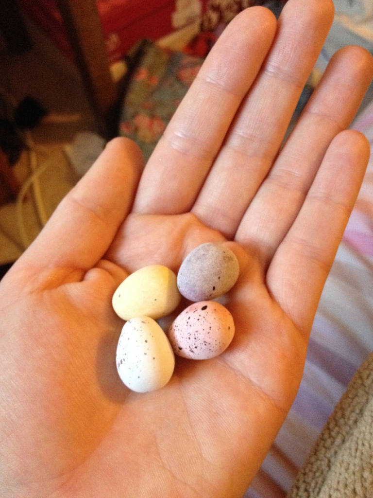 An after walk snack of mini eggs